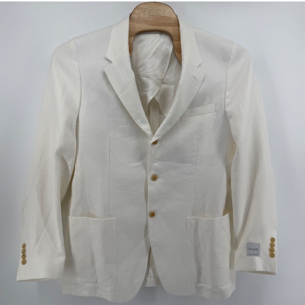 Todd Snyder Blazer Mens 46L White 100% Linen 3-Button Sport Coat 25-BL024417-800